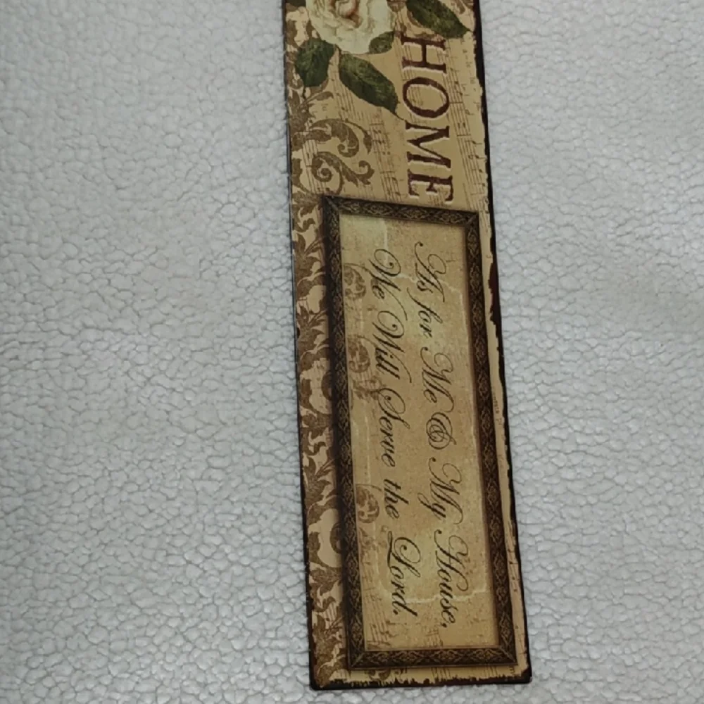 Vintage-Inspired Home Wall Plaque - Cream‎ & Brown - Metal Art - Religious